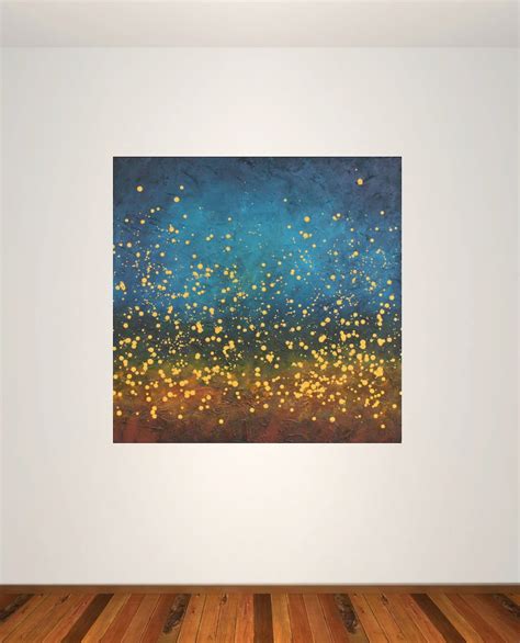 Large Modern Abstract Painting Blue Yellow Stars Night Sky Etsy