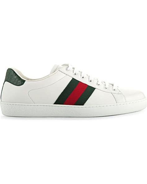 Gucci Ace Webbing Leather Trainers In White For Men Lyst