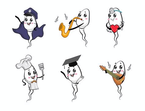 Premium Vector Illustration Set Of Cute Happy Funny Sperm Cell Fertilization Characters