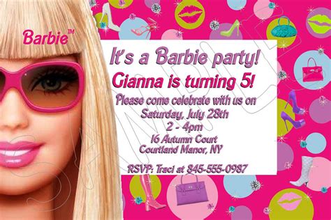 Free Printable Barbie Birthday Invitations Barbie Birthday Invitations Barbie Birthday