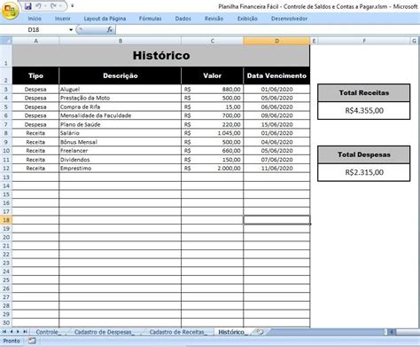 Planilha Financeira Controle De Saldos E Contas A Pagar Parcelamento Sem Juros