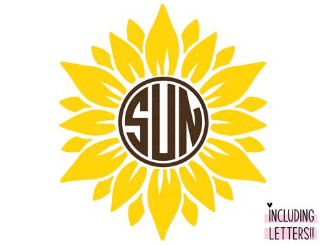Sunflower Monogram Svg Bundle Sunflower Svg Circle Monogram Etsy