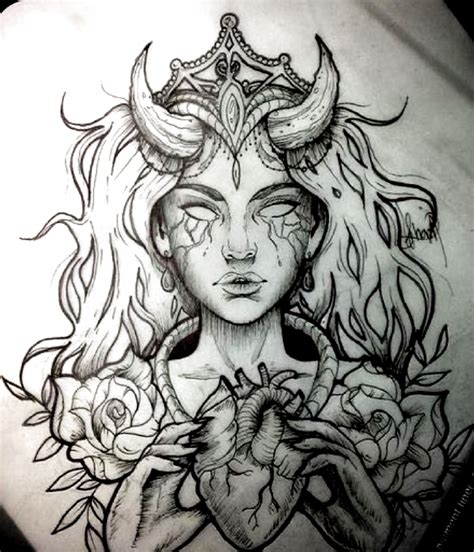 Faye Daily Line Drawing Portrait Tattoo Drawing