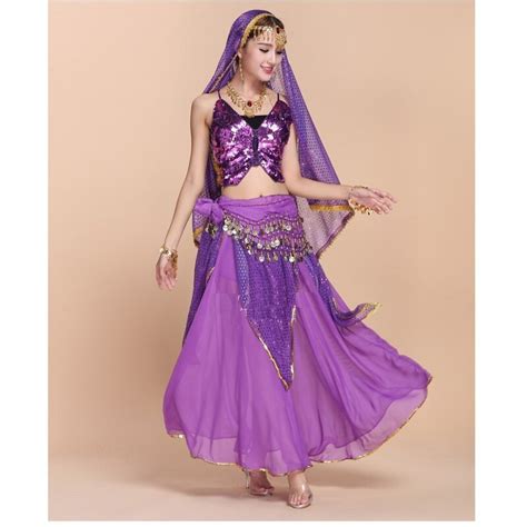 High End Sexy Indian Belly Dance Dress 4pcs Butterfly Bra Tops