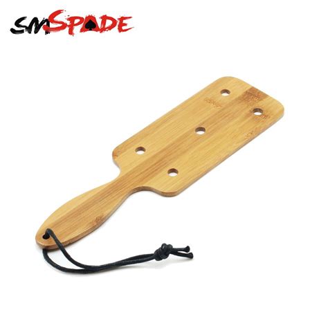 Smspade Adult Sex Toys Square Bamboo Paddle With Holes Natural Bamboo Spanking Crop Bdsm For