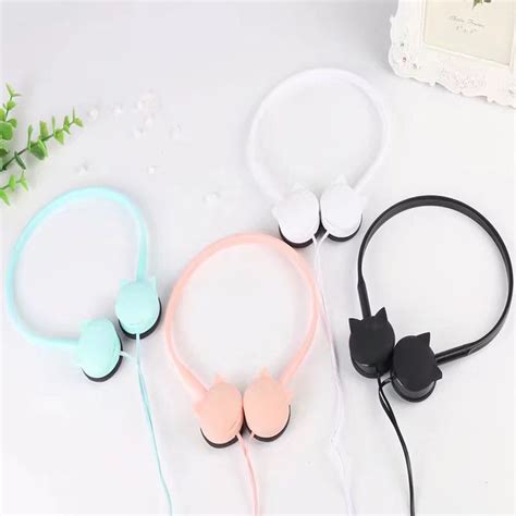 Colorful Cute Cat Headphone Headset Earphone Earbuds With Microphone