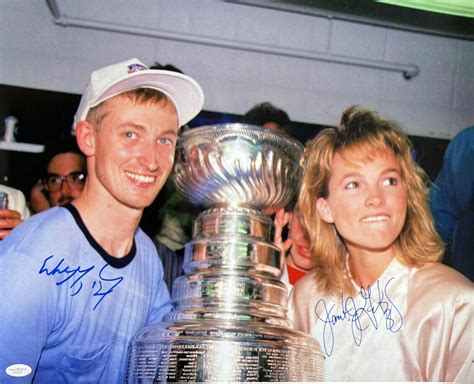 Wayne Gretzky Janet Jones Gretzky Signed Stanley Cup Trophy X Photo JSA