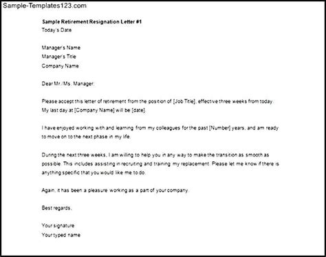 Retirement Resignation Letter Template Free Of Resignation Letter My XXX Hot Girl