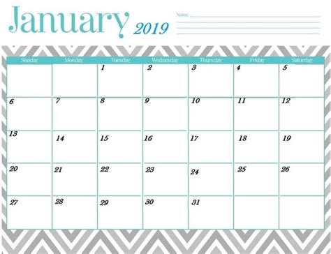 Pretty Printable Calendar January 2019 | January calendar, Calendar 2019 printable, Printable ...