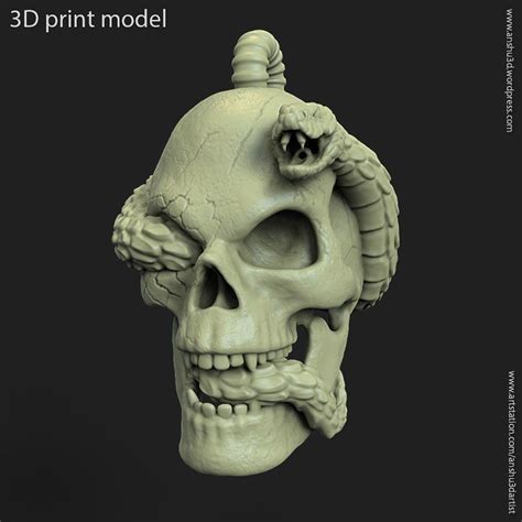 Biker Snake Skull Vol11 Pendant Jewelry 3d Print Model