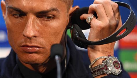Cr7 Shows Off Diamond Watch At Press Conference Soccerbible