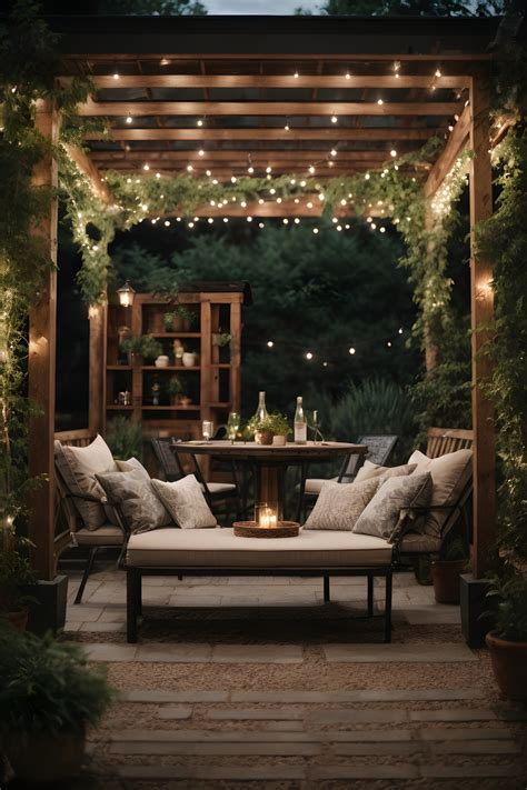 Pergola With String Lights Free Stock Photo Public Domain Pictures