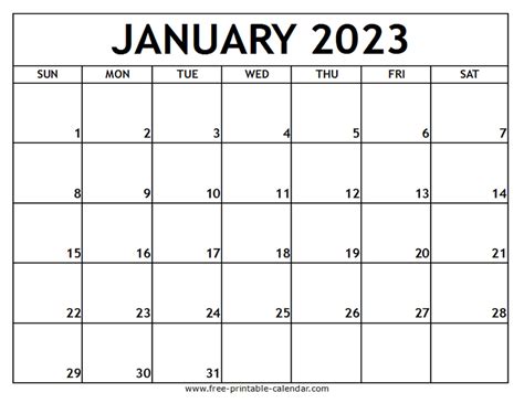 January 2023 Printable Calendar Free Printable In 2022