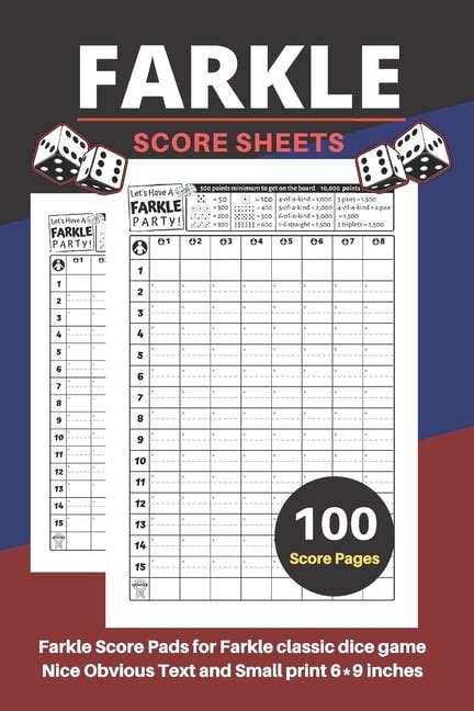 F Scoresheets Farkle Score Sheets V6 Elegant Design Farkle Score