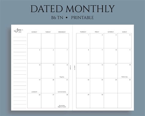 2023 Dated Monthly Calendar Printable Planner Inserts Monday Etsy México