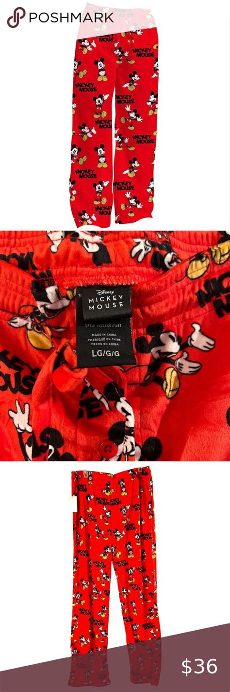 Disney Mickey Mouse Red Pajama Pants Size Large Menswomens Red