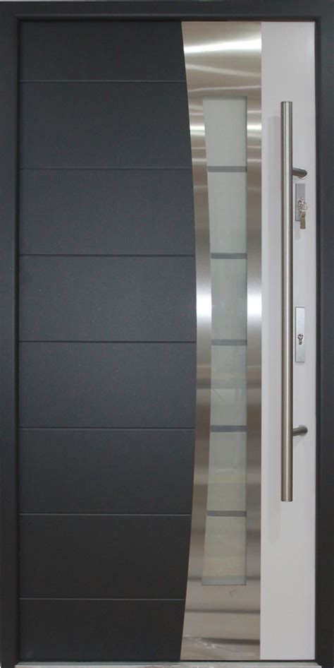 Steel is naturally strong, provides extra durability and peace of mind. Stainless Steel Modern Entry Door, Gray and White Finish ...