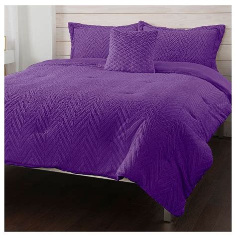 North Shore Living Faux Fur Comforter Set In Purple Kingcal King