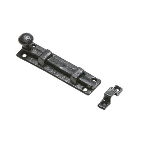 Heavy Duty Traditional Black Iron Straight Door Bolt With Keeper