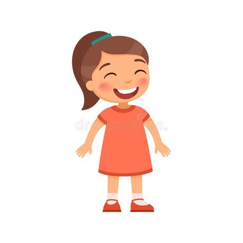 Laughing Little Girl Flat Vector Illustration Cheerful Child With A