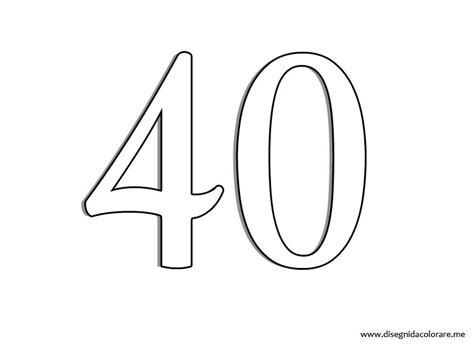 Number 40 Stencil Sketch Coloring Page