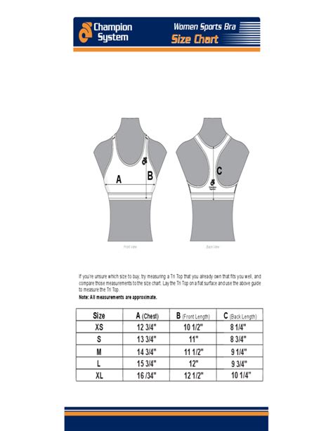 Sports Bra Size Chart For Women