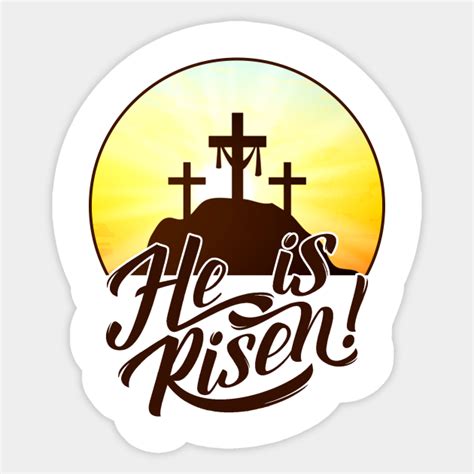 Retro He Is Risen Jesus Christian Cross Religious Easter Retro He Is