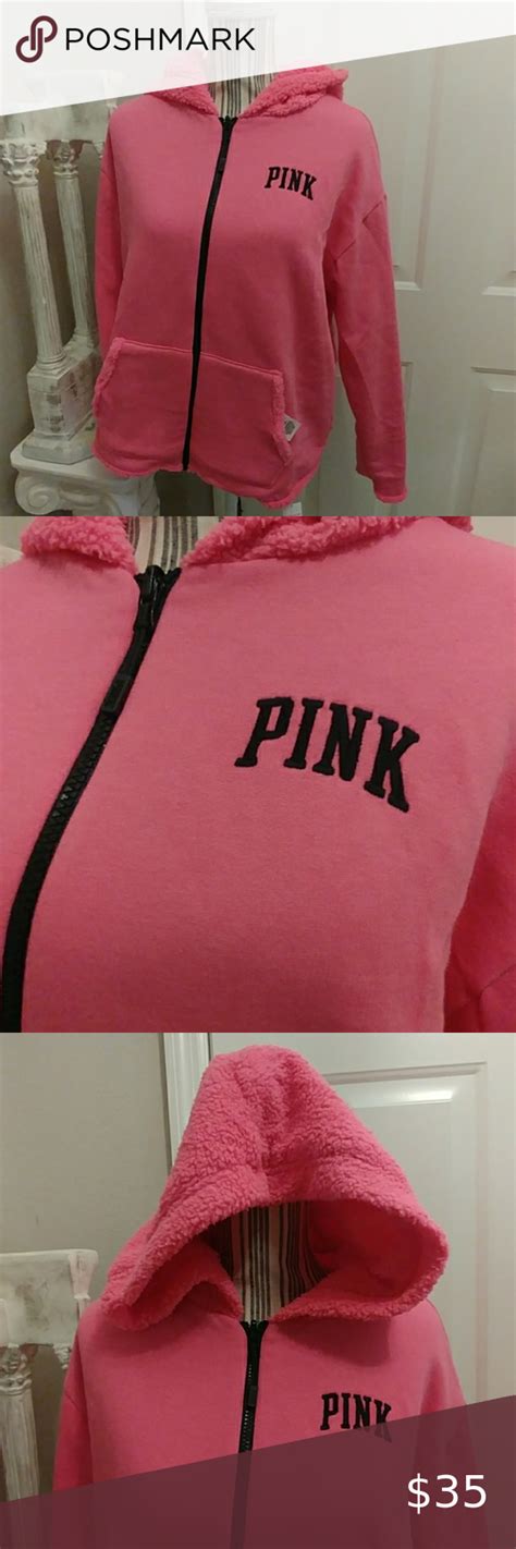 Pink Victorias Secret Fleece Full Zipper Jacket Nwt Medium Pink Pink