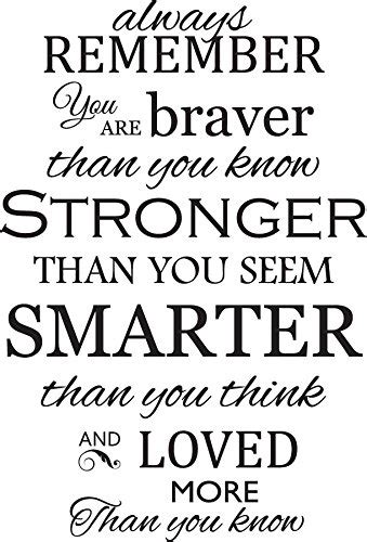 Buy Newclew Always Remember You Are Braver Than You Know Stronger Than