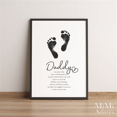 Daddy Footprint Poem Following In Your Footsteps Fathers Etsy Uk