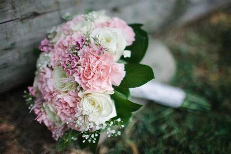 Pink Carnation And Babys Breath Bridal Bouquet