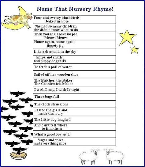 Free Baby Shower Game Card Name That Nursery Rhyme This Is A Very Fun