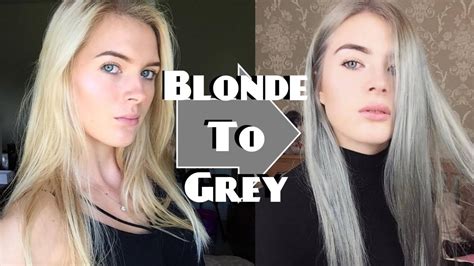My hair a dark golden brown (i have a bad case of hair add) anyway, after dying it brown i noticed that where i bleached my bangs they had a greenish tint. Blonde to Grey Hair - YouTube