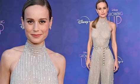 Brie Larson Dons Sparkly Nude Illusion Jumpsuit At The LA Premiere Of