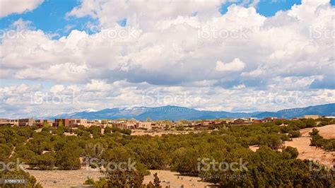 Southwestern Sunset Landscape With Sandia Mountains Stock Photo