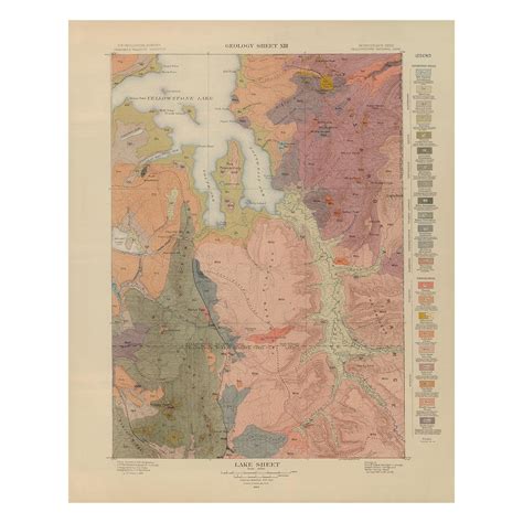 Yellowstone Geologic Map Of Lake Section 1904 Map Yellowstone Map