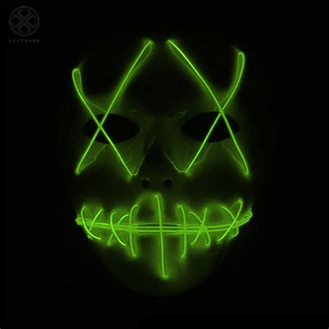 Luxtrada Halloween Led Glow Mask Cosplay Led Costume Mask El Wire Light