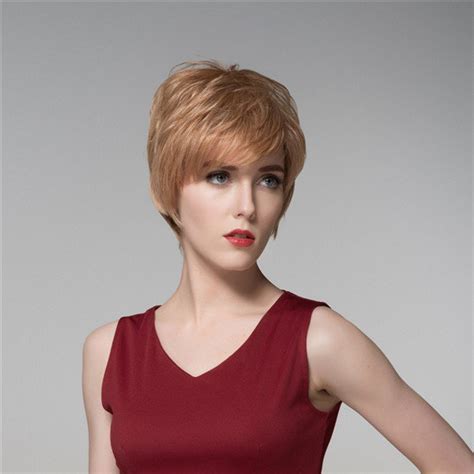 Lady Short Cool Straight Human Hair Wig Virgin Remy Mono Top Capless