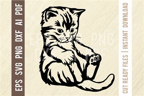 Cat Svg Cute Kitten Svg Stencil Afbeelding Door Signreadydclipart