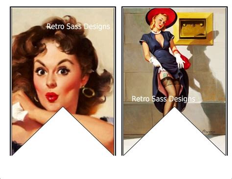 Retro Sassy Pinup Garlandbanner Pink Polka Bk And Chocolate Etsy