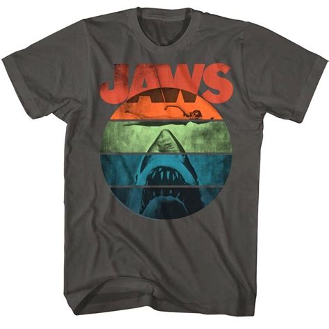Jaws Retro Vintage Rainbow Sun T Shirt Mens Movie T Shirts Societees