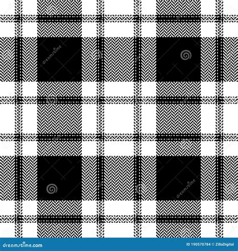 Black White Tartan Plaid Pattern Vector Herringbone Textured