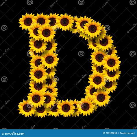 Capital Letter D Made Of Yellow Sunflowers Stock Image Image Of