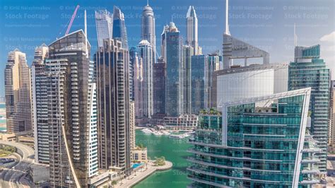 Aerial View Of Dubai Marina Residential And Office Skyscrapers With