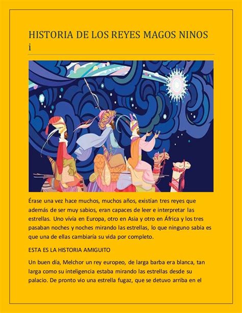 Historia De Los Reyes Magos Ninos