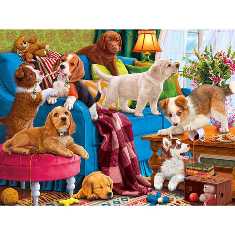 Playful Puppies 300 Large Piece Jigsaw Puzzle Bits And Pieces Ca