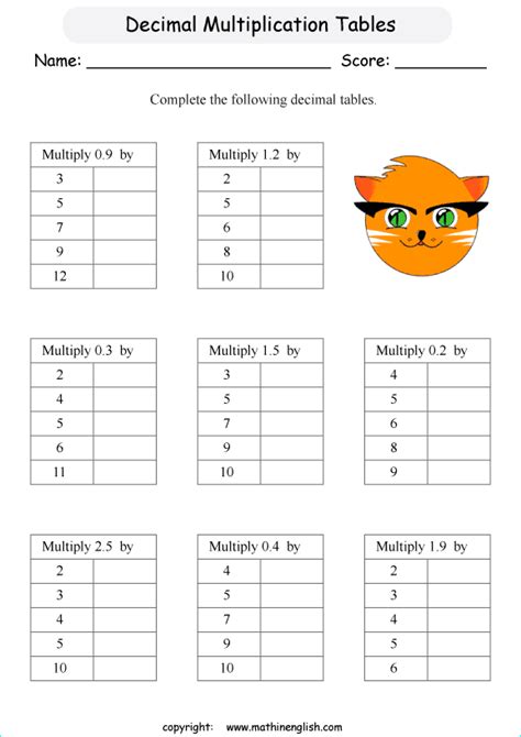 Use models to really understand what it means when we multiply decimals. Printable primary math worksheet for math grades 1 to 6 ...