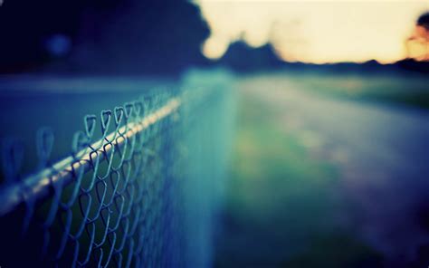 Wallpaper Sunlight Depth Of Field Reflection Blue Metal Fence