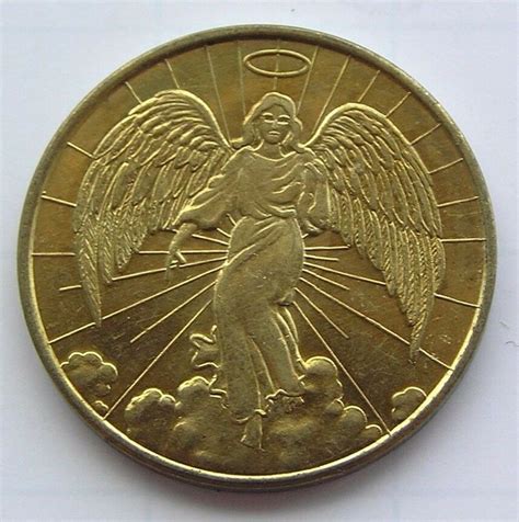 Less than $1 us dollar approximate catalog value Guardian Pocket Angel 1" Token Coin Goldtone Wings Halo Clouds | eBay