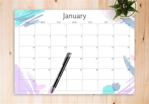 Join our email list for free to get updates. Download Printable Simple Colored Monthly Calendar PDF